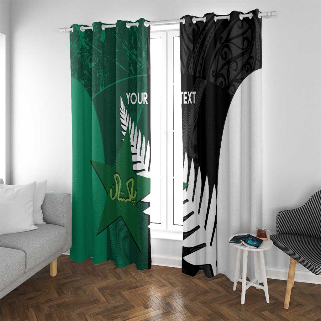 Custom New Zealand And Pakistan Cricket Window Curtain 2025 Black Cap Shaheens Together - Wonder Print Shop
