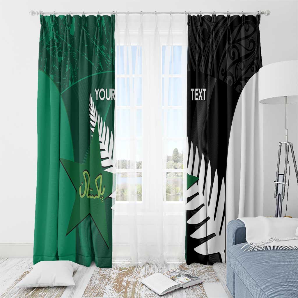 Custom New Zealand And Pakistan Cricket Window Curtain 2025 Black Cap Shaheens Together - Wonder Print Shop