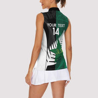 Custom New Zealand And Pakistan Cricket Women Sleeveless Polo Shirt 2025 Black Cap Shaheens Together - Wonder Print Shop