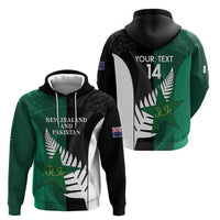 Custom New Zealand And Pakistan Cricket Zip Hoodie 2025 Black Cap Shaheens Together - Wonder Print Shop
