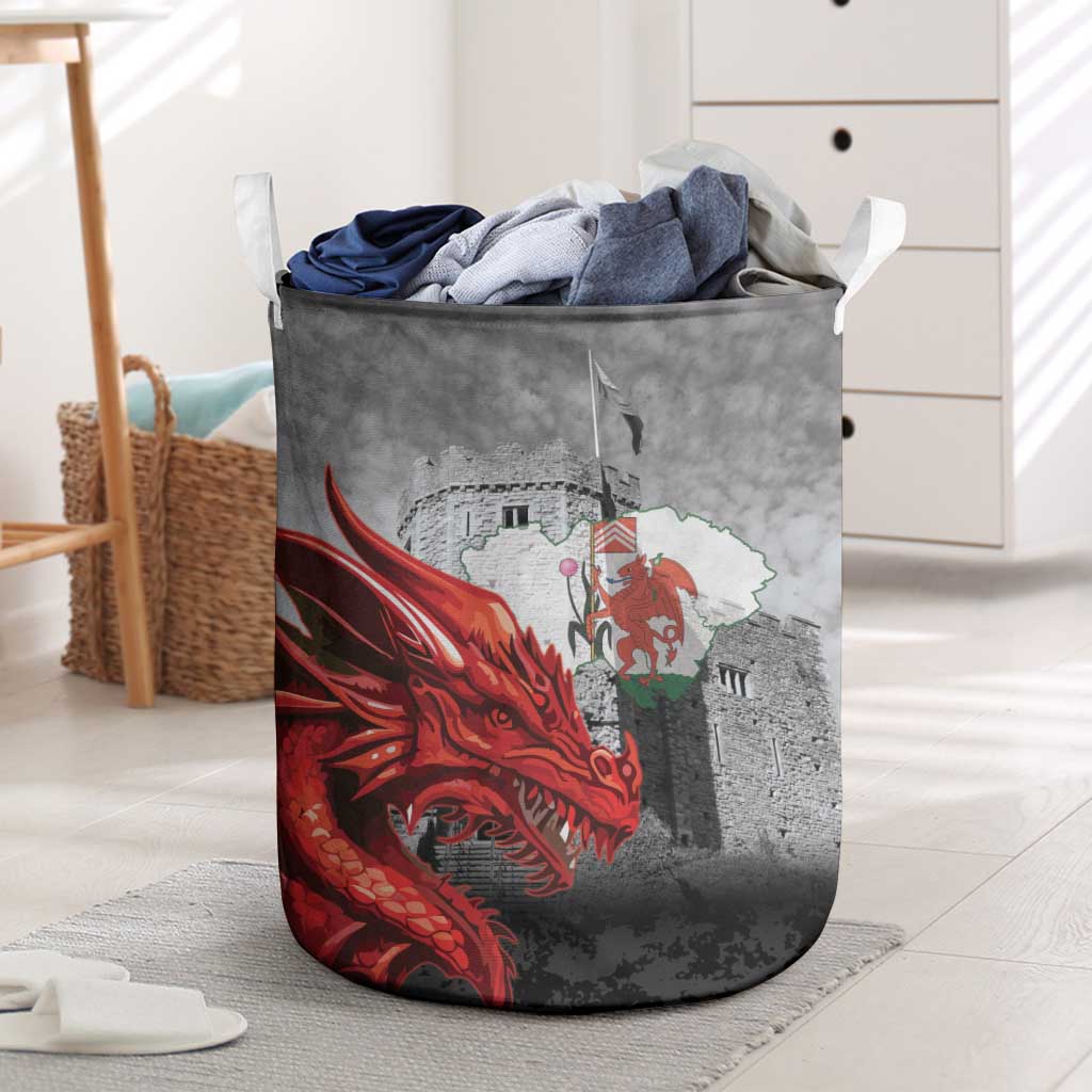 Wales Cardiff Capital Laundry Basket Welsh Red Dragon Castell Caerdydd - Wonder Print Shop