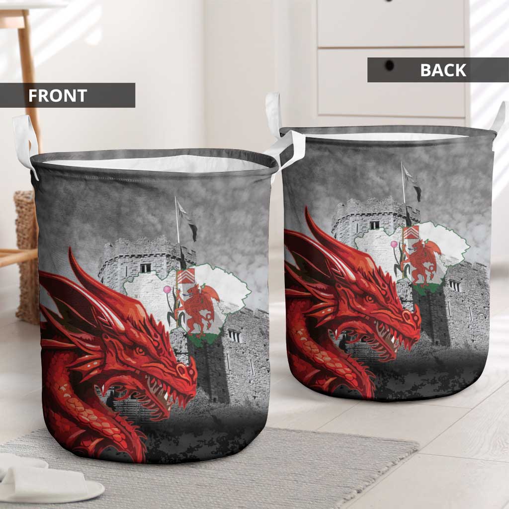 Wales Cardiff Capital Laundry Basket Welsh Red Dragon Castell Caerdydd - Wonder Print Shop