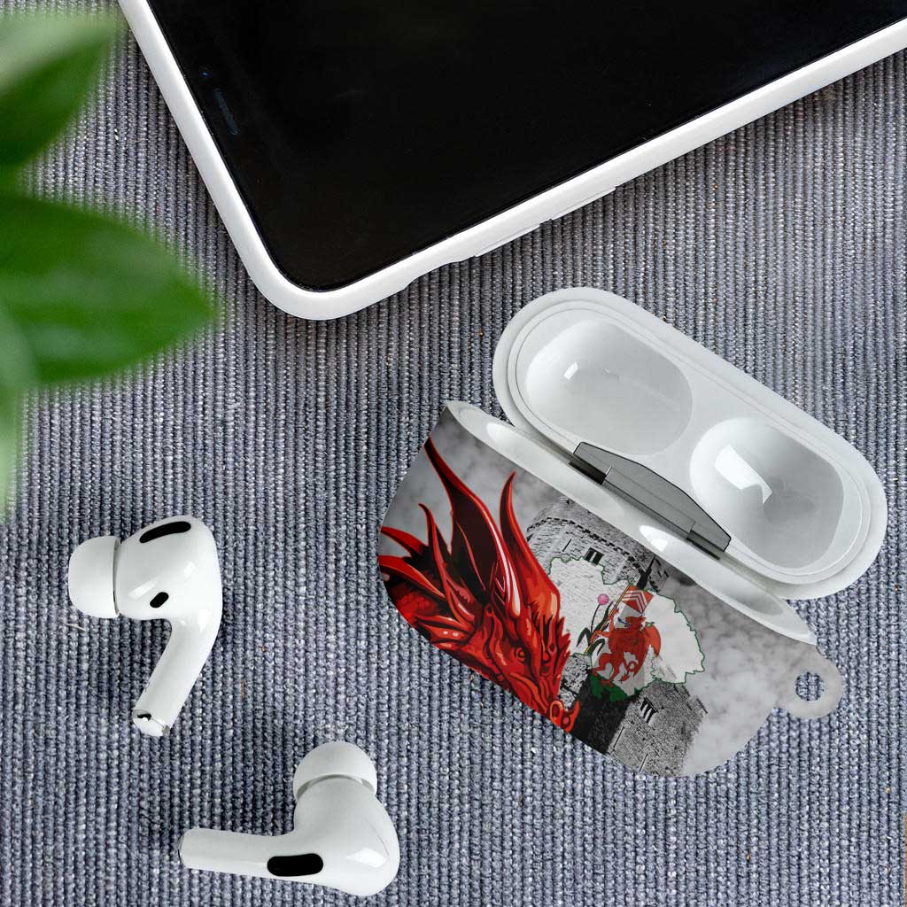 Wales Cardiff Capital AirPods Case Welsh Red Dragon Castell Caerdydd - Wonder Print Shop