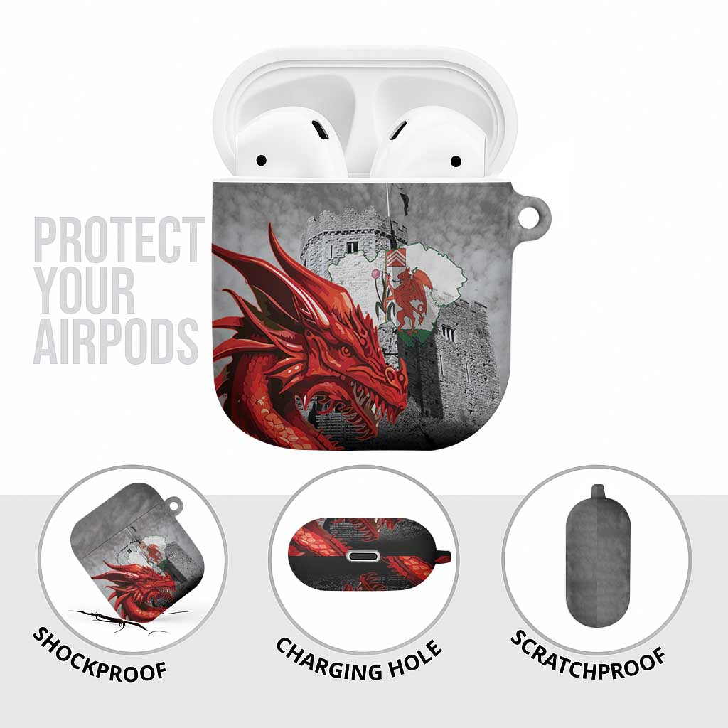 Wales Cardiff Capital AirPods Case Welsh Red Dragon Castell Caerdydd - Wonder Print Shop