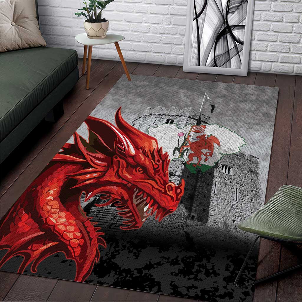 Wales Cardiff Capital Area Rug Welsh Red Dragon Castell Caerdydd - Wonder Print Shop