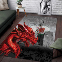 Wales Cardiff Capital Area Rug Welsh Red Dragon Castell Caerdydd - Wonder Print Shop