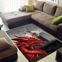 Wales Cardiff Capital Area Rug Welsh Red Dragon Castell Caerdydd - Wonder Print Shop