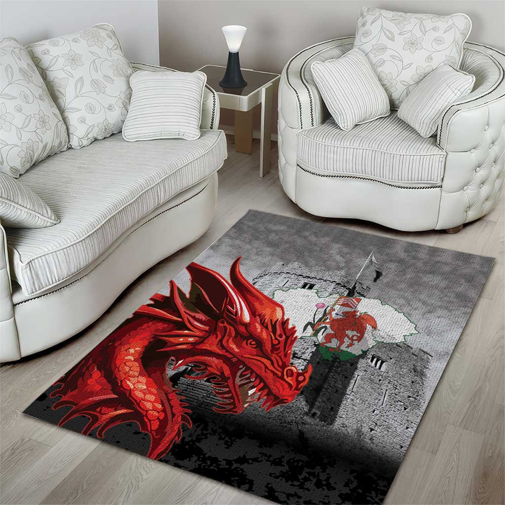 Wales Cardiff Capital Area Rug Welsh Red Dragon Castell Caerdydd - Wonder Print Shop