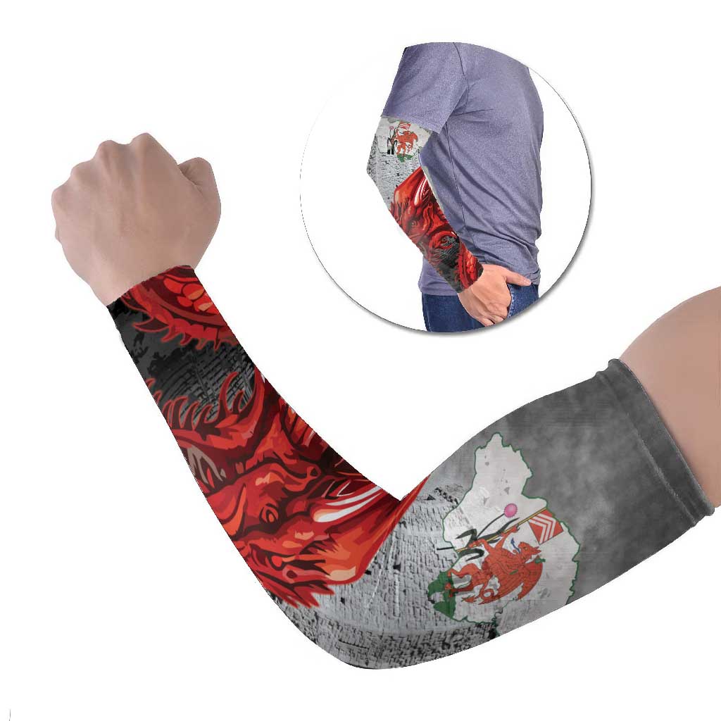 Wales Cardiff Capital Arm Sleeves Welsh Red Dragon Castell Caerdydd - Wonder Print Shop