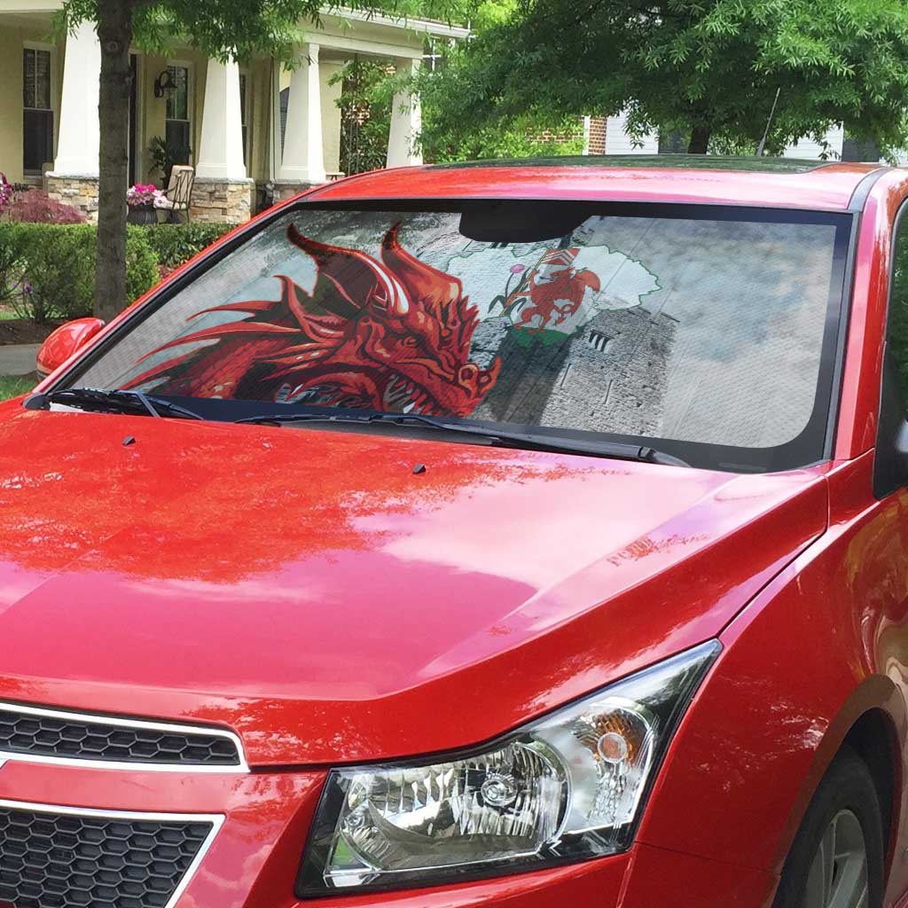 Wales Cardiff Capital Auto Sun Shade Welsh Red Dragon Castell Caerdydd - Wonder Print Shop