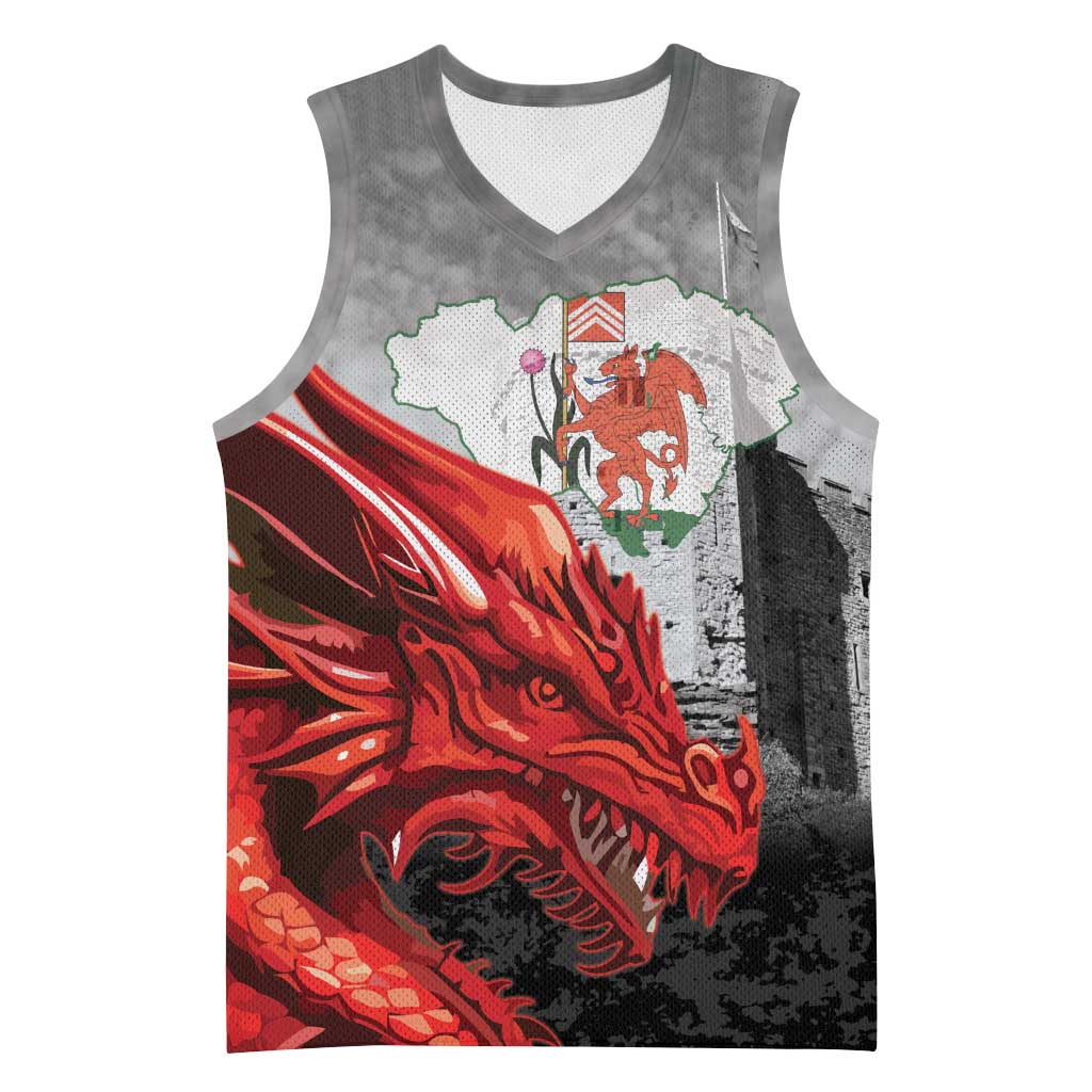 Wales Cardiff Capital Basketball Jersey Welsh Red Dragon Castell Caerdydd - Wonder Print Shop