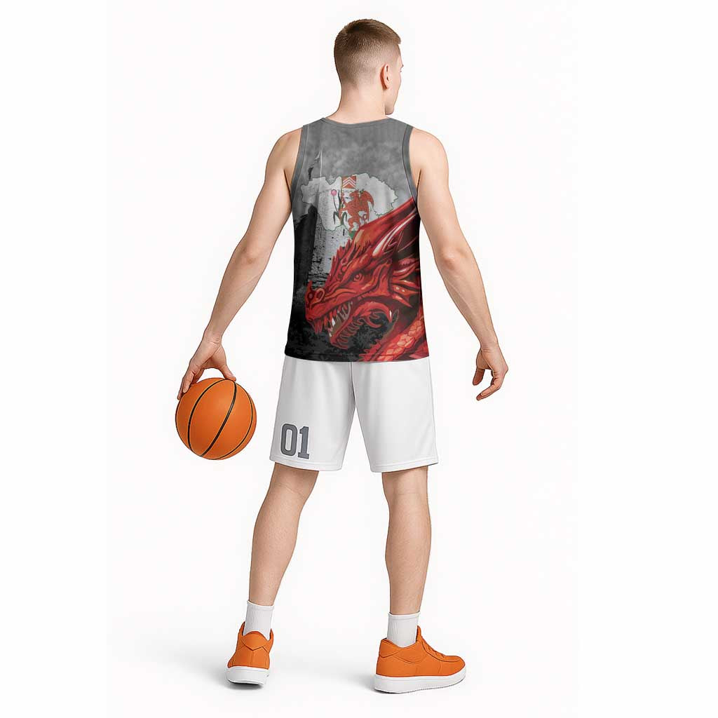 Wales Cardiff Capital Basketball Jersey Welsh Red Dragon Castell Caerdydd - Wonder Print Shop