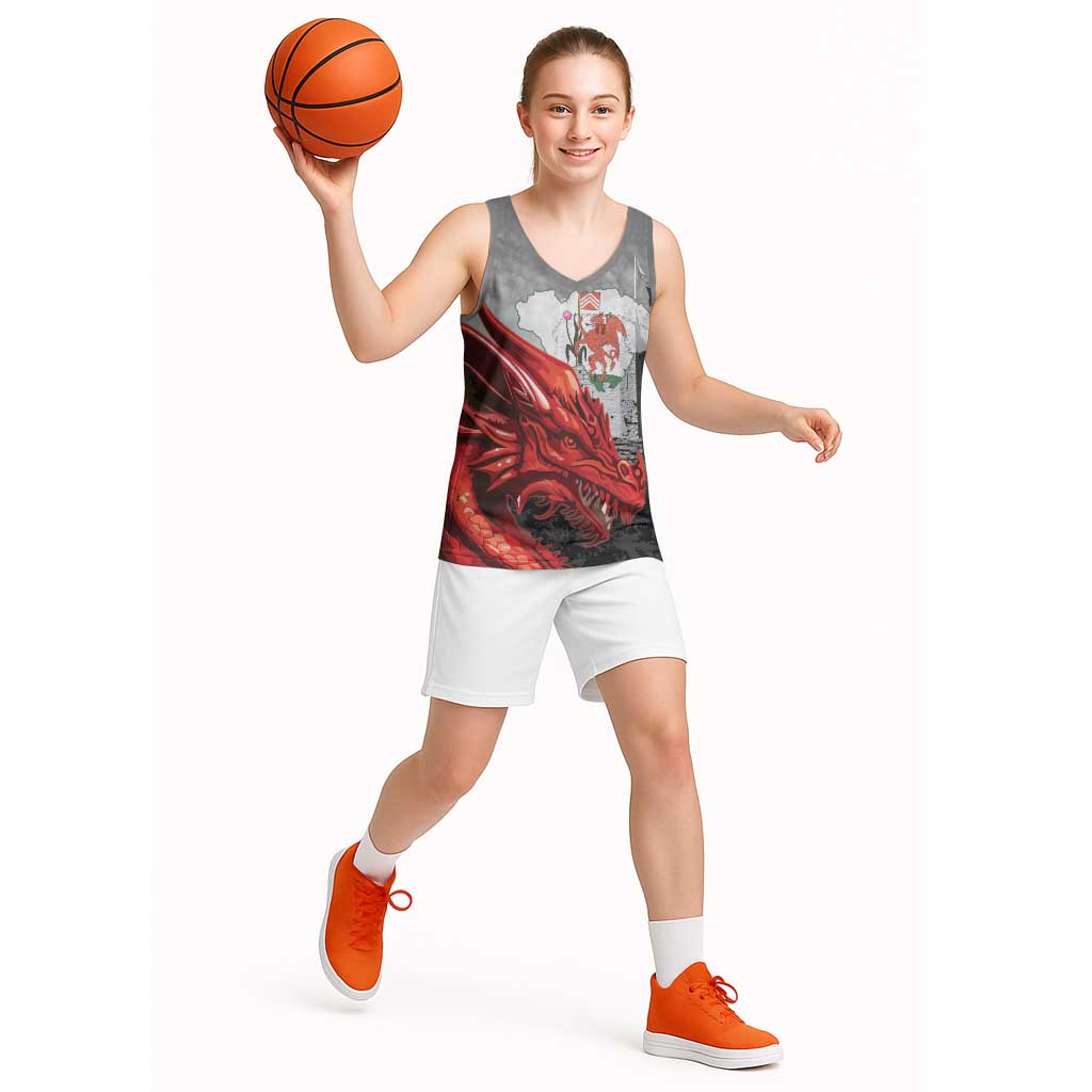 Wales Cardiff Capital Basketball Jersey Welsh Red Dragon Castell Caerdydd - Wonder Print Shop