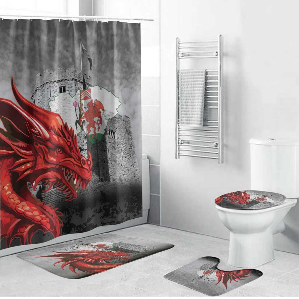 Wales Cardiff Capital Bathroom Set Welsh Red Dragon Castell Caerdydd - Wonder Print Shop