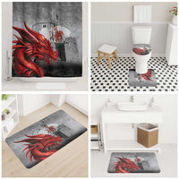 Wales Cardiff Capital Bathroom Set Welsh Red Dragon Castell Caerdydd - Wonder Print Shop