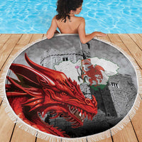Wales Cardiff Capital Beach Blanket Welsh Red Dragon Castell Caerdydd - Wonder Print Shop