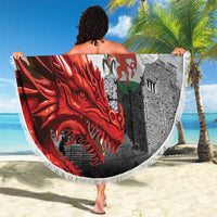 Wales Cardiff Capital Beach Blanket Welsh Red Dragon Castell Caerdydd - Wonder Print Shop