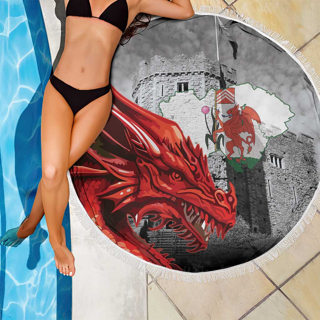 Wales Cardiff Capital Beach Blanket Welsh Red Dragon Castell Caerdydd - Wonder Print Shop