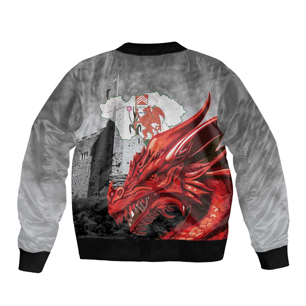 Wales Cardiff Capital Bomber Jacket Welsh Red Dragon Castell Caerdydd - Wonder Print Shop