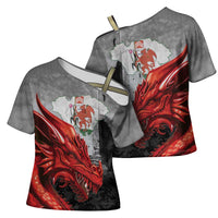 Wales Cardiff Capital Cross Shoulder Shirt Welsh Red Dragon Castell Caerdydd - Wonder Print Shop