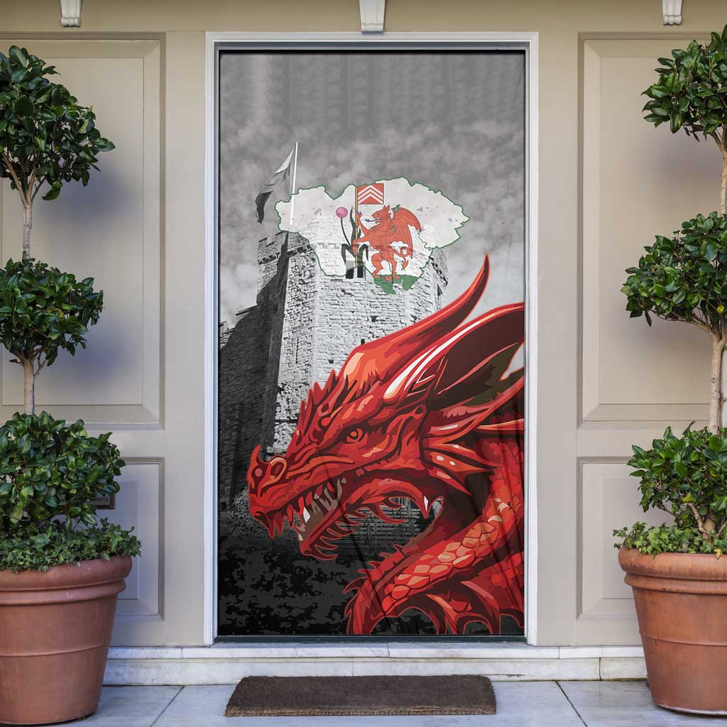 Wales Cardiff Capital Door Cover Welsh Red Dragon Castell Caerdydd - Wonder Print Shop
