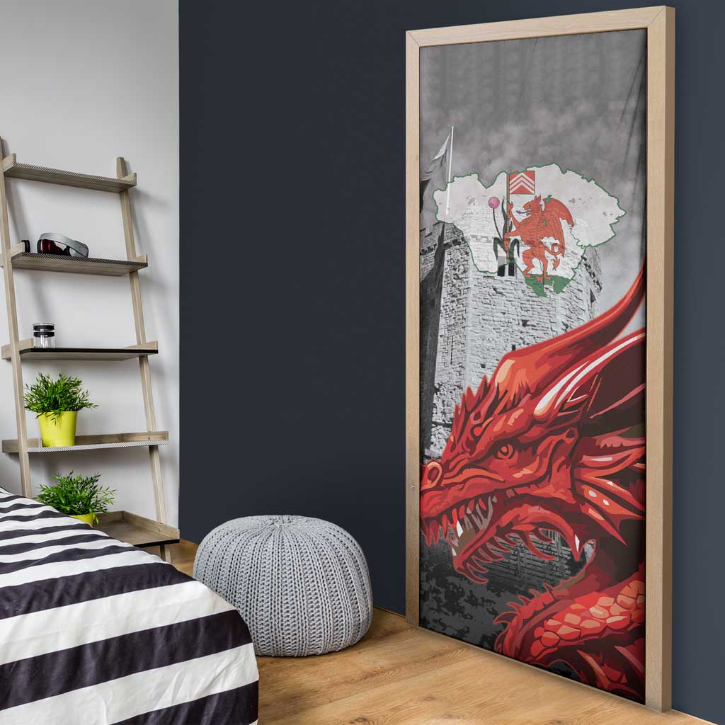 Wales Cardiff Capital Door Cover Welsh Red Dragon Castell Caerdydd - Wonder Print Shop