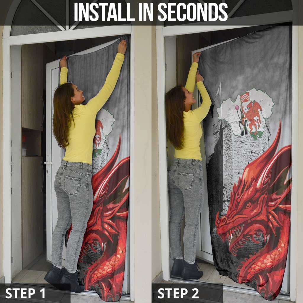 Wales Cardiff Capital Door Cover Welsh Red Dragon Castell Caerdydd - Wonder Print Shop