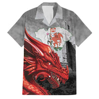 Wales Cardiff Capital Family Matching Off Shoulder Short Dress and Hawaiian Shirt Welsh Red Dragon Castell Caerdydd - Wonder Print Shop