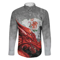 Wales Cardiff Capital Family Matching Off Shoulder Short Dress and Hawaiian Shirt Welsh Red Dragon Castell Caerdydd - Wonder Print Shop