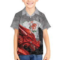 Wales Cardiff Capital Family Matching Off Shoulder Short Dress and Hawaiian Shirt Welsh Red Dragon Castell Caerdydd - Wonder Print Shop