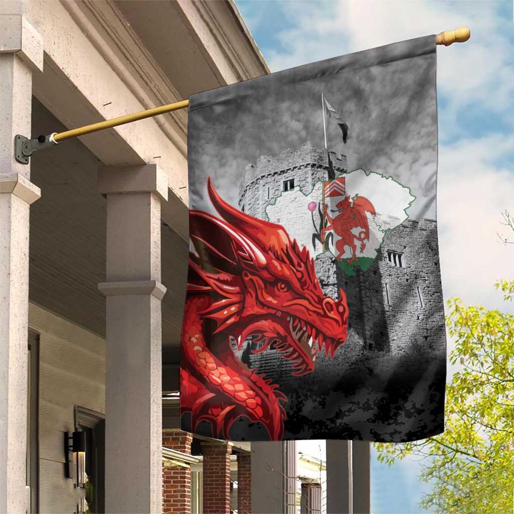 Wales Cardiff Capital Garden Flag Welsh Red Dragon Castell Caerdydd - Wonder Print Shop