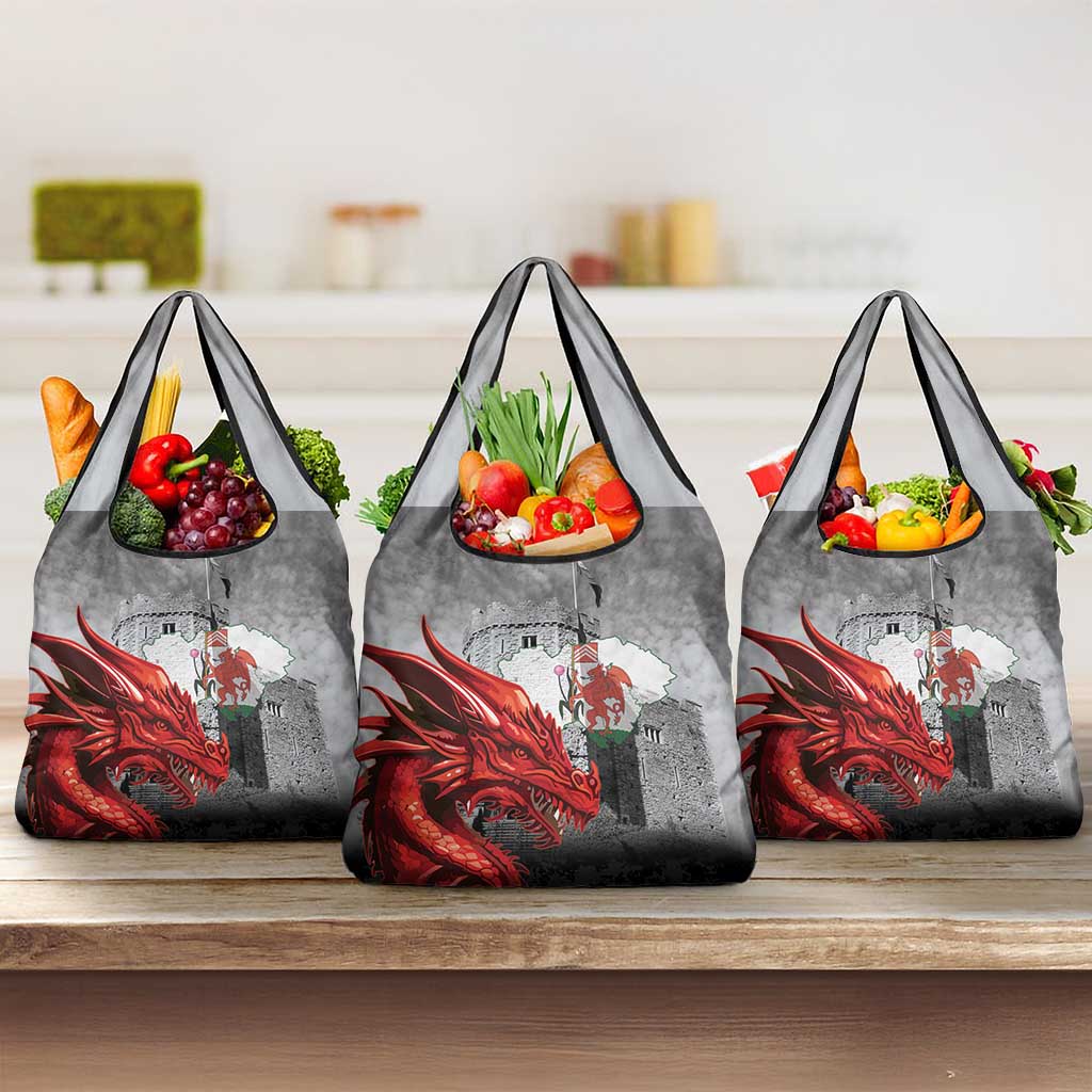 Wales Cardiff Capital Grocery Bag Welsh Red Dragon Castell Caerdydd - Wonder Print Shop