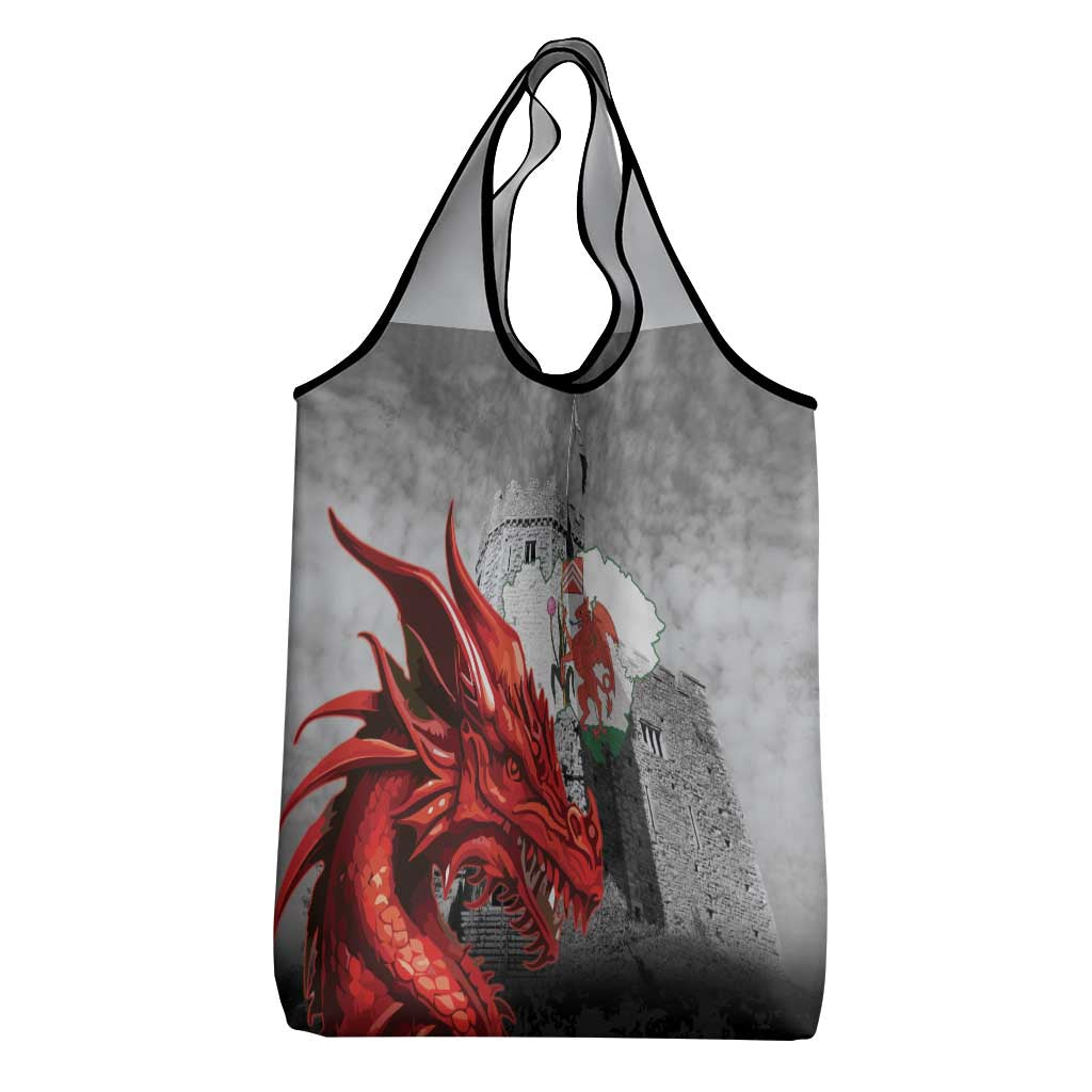 Wales Cardiff Capital Grocery Bag Welsh Red Dragon Castell Caerdydd - Wonder Print Shop