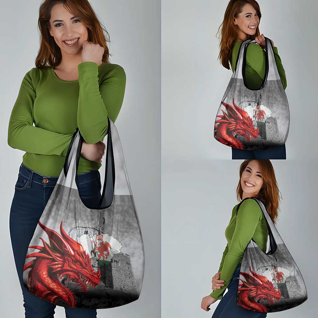 Wales Cardiff Capital Grocery Bag Welsh Red Dragon Castell Caerdydd - Wonder Print Shop