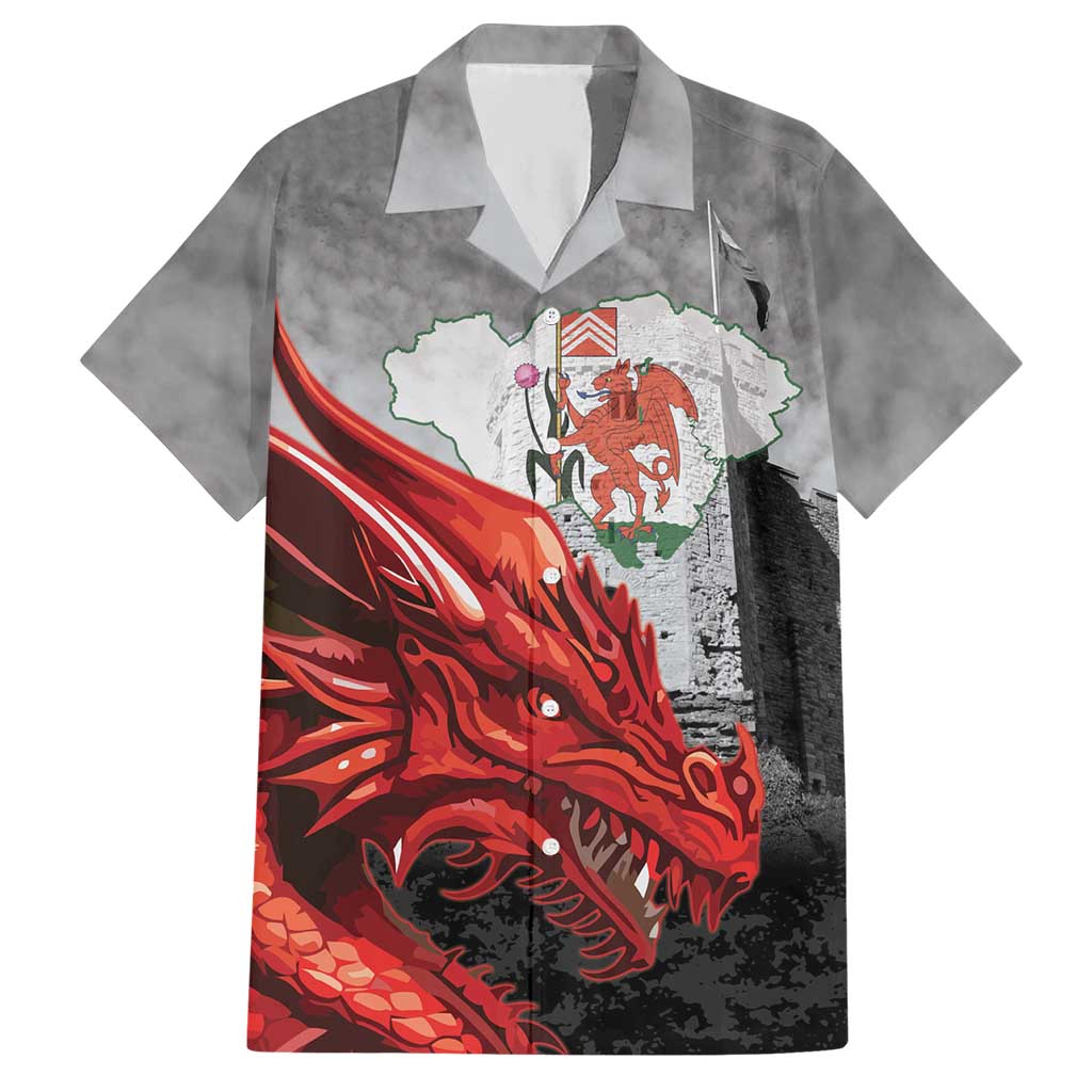 Wales Cardiff Capital Hawaiian Shirt Welsh Red Dragon Castell Caerdydd - Wonder Print Shop