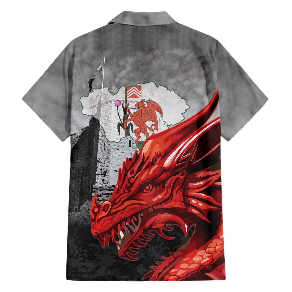 Wales Cardiff Capital Hawaiian Shirt Welsh Red Dragon Castell Caerdydd - Wonder Print Shop