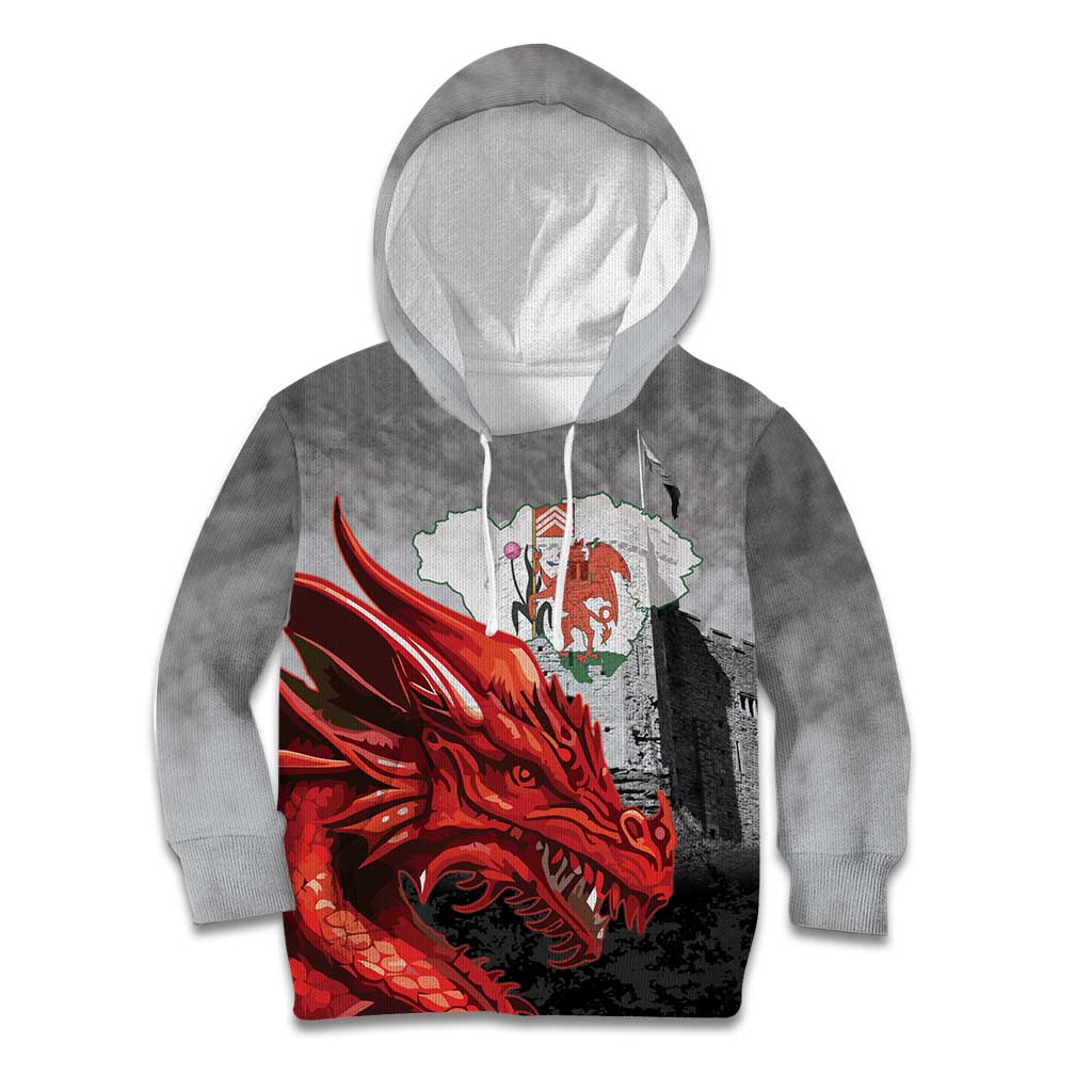 Wales Cardiff Capital Kid Hoodie Welsh Red Dragon Castell Caerdydd - Wonder Print Shop