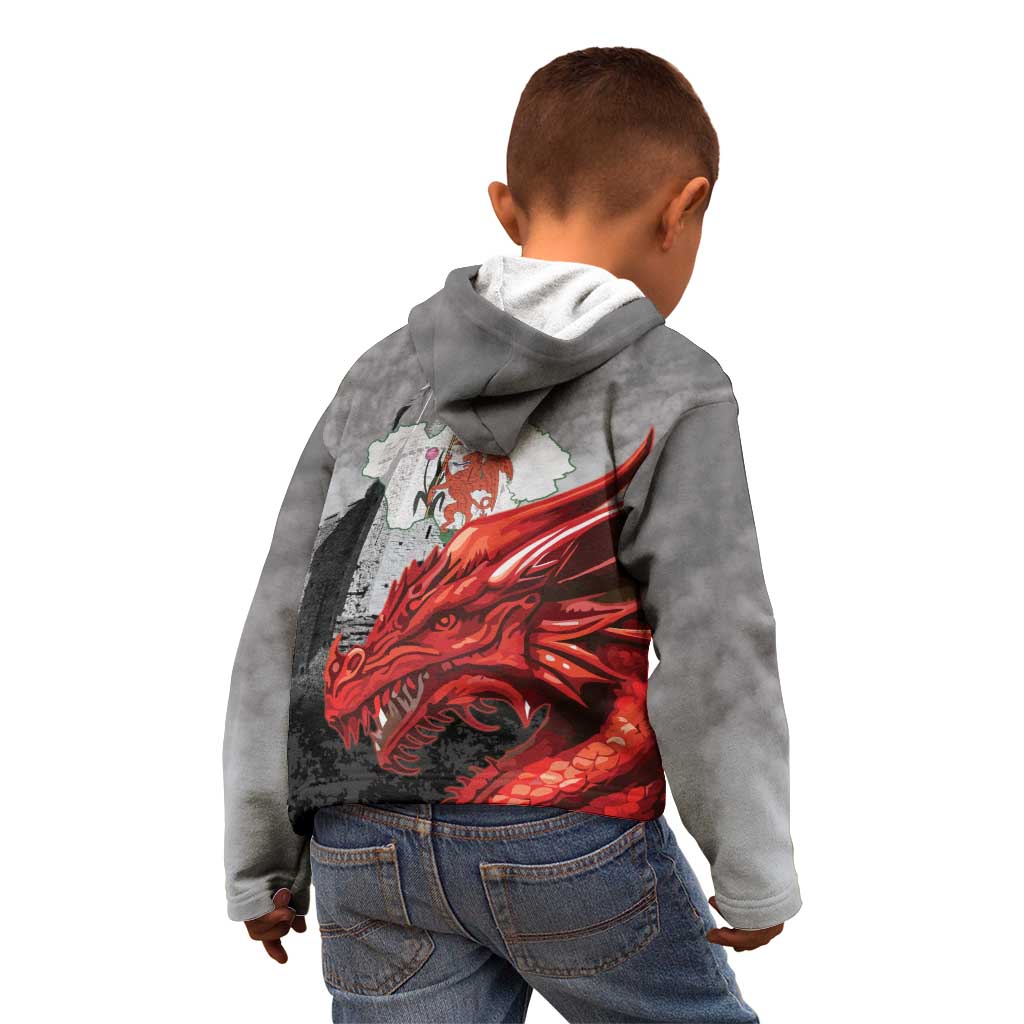 Wales Cardiff Capital Kid Hoodie Welsh Red Dragon Castell Caerdydd - Wonder Print Shop