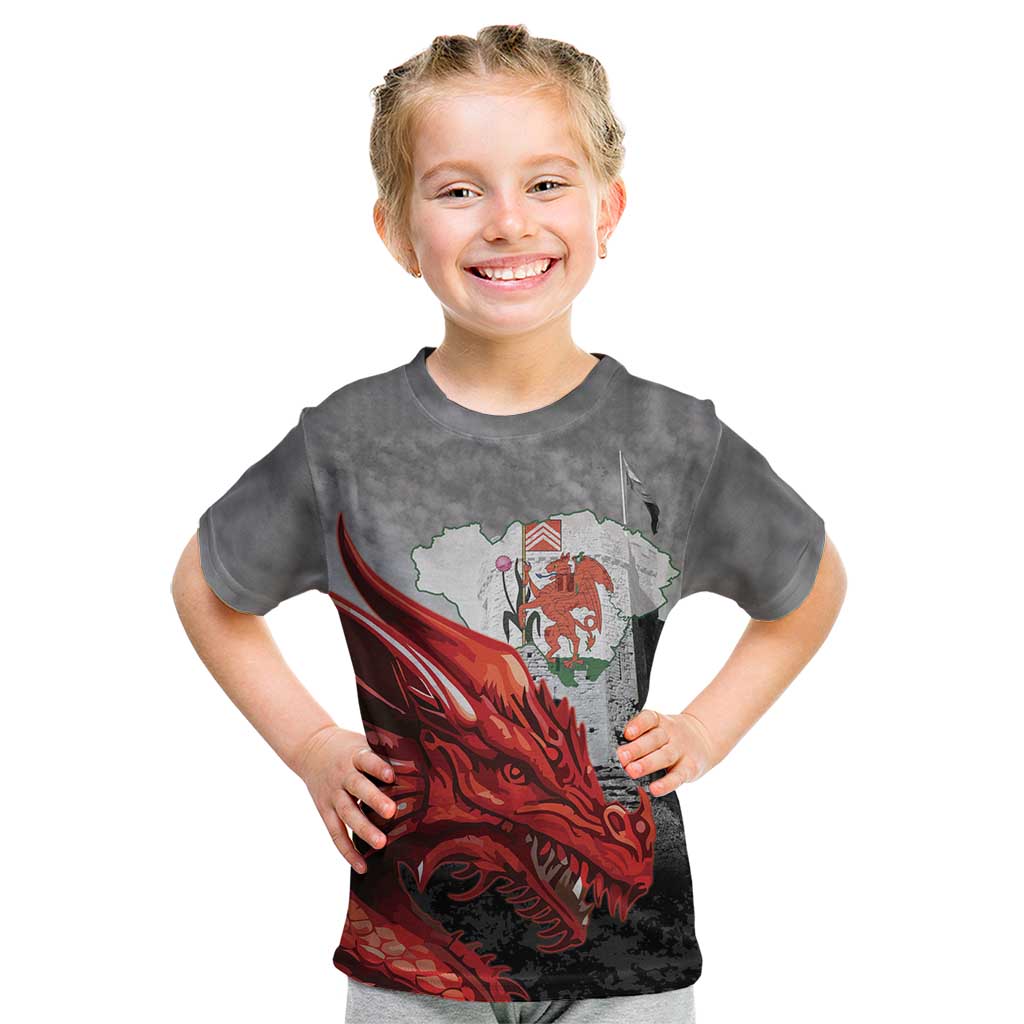 Wales Cardiff Capital Kid T Shirt Welsh Red Dragon Castell Caerdydd - Wonder Print Shop