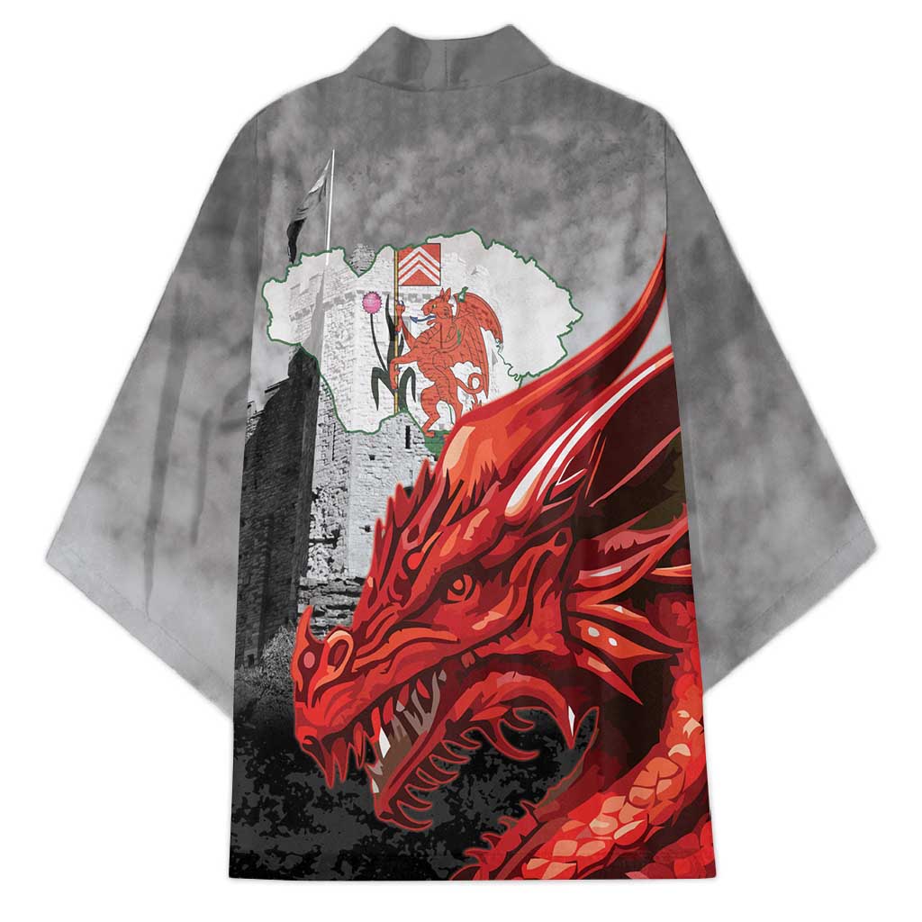 Wales Cardiff Capital Kimono Welsh Red Dragon Castell Caerdydd - Wonder Print Shop