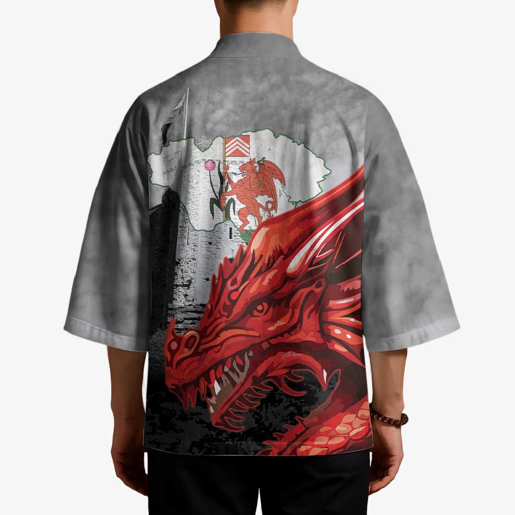 Wales Cardiff Capital Kimono Welsh Red Dragon Castell Caerdydd - Wonder Print Shop