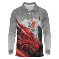 Wales Cardiff Capital Long Sleeve Polo Shirt Welsh Red Dragon Castell Caerdydd - Wonder Print Shop