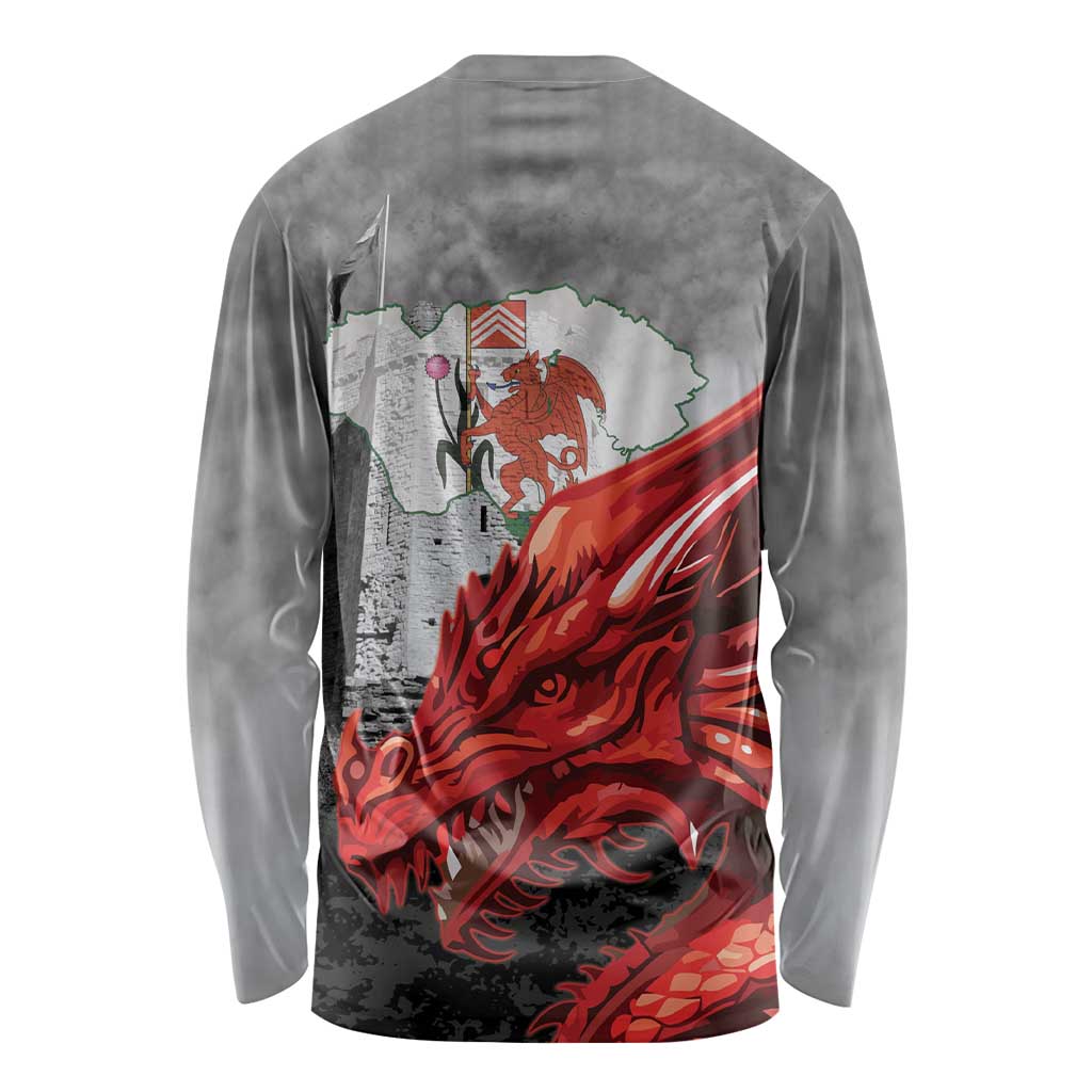 Wales Cardiff Capital Long Sleeve Shirt Welsh Red Dragon Castell Caerdydd - Wonder Print Shop