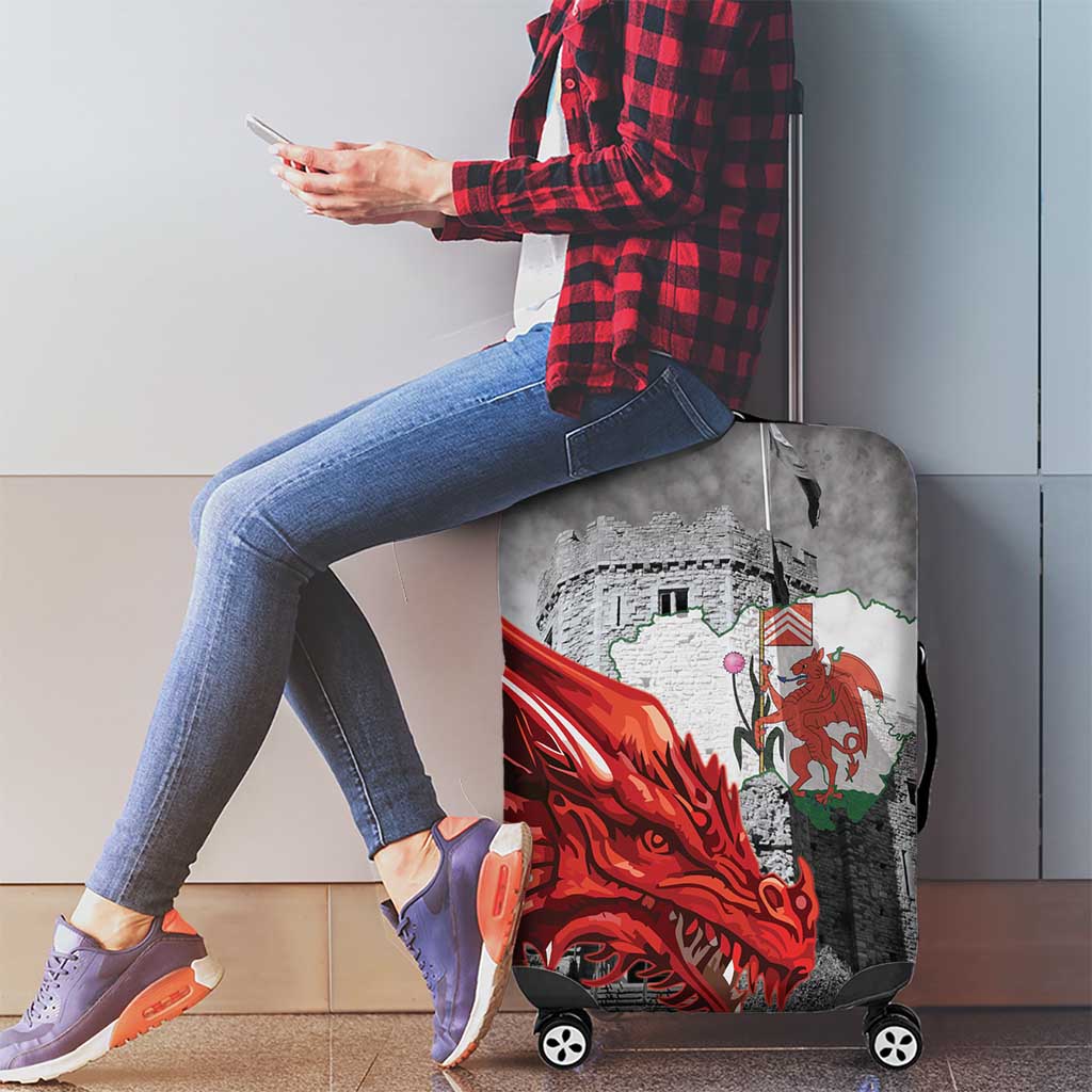 Wales Cardiff Capital Luggage Cover Welsh Red Dragon Castell Caerdydd - Wonder Print Shop