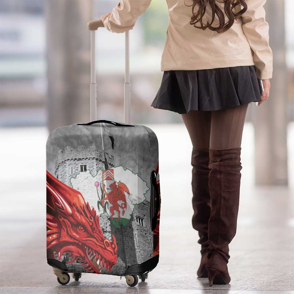 Wales Cardiff Capital Luggage Cover Welsh Red Dragon Castell Caerdydd - Wonder Print Shop