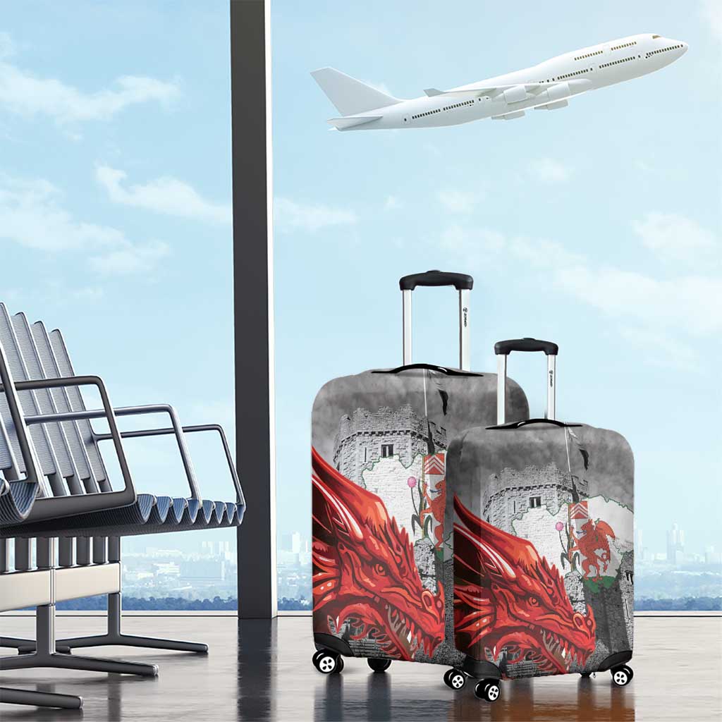 Wales Cardiff Capital Luggage Cover Welsh Red Dragon Castell Caerdydd - Wonder Print Shop
