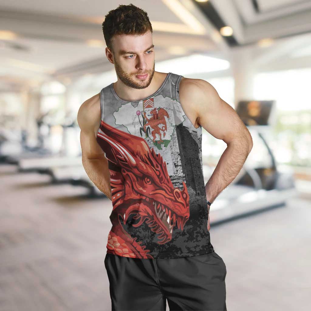 Wales Cardiff Capital Men Tank Top Welsh Red Dragon Castell Caerdydd - Wonder Print Shop
