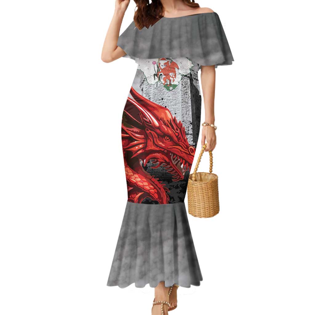 Wales Cardiff Capital Mermaid Dress Welsh Red Dragon Castell Caerdydd - Wonder Print Shop