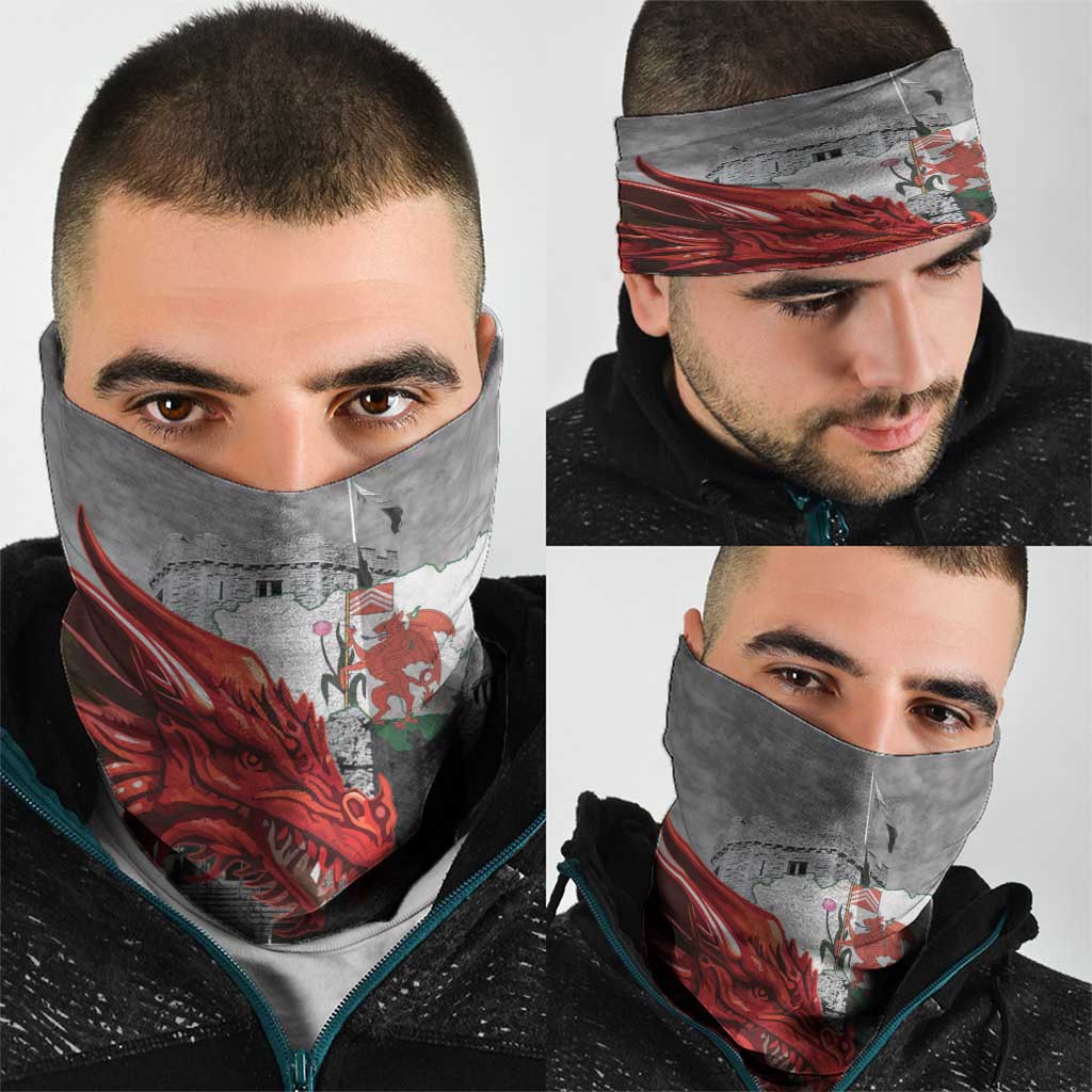 Wales Cardiff Capital Neck Gaiter Welsh Red Dragon Castell Caerdydd - Wonder Print Shop