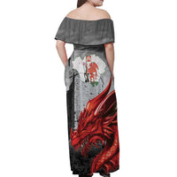 Wales Cardiff Capital Off Shoulder Maxi Dress Welsh Red Dragon Castell Caerdydd - Wonder Print Shop